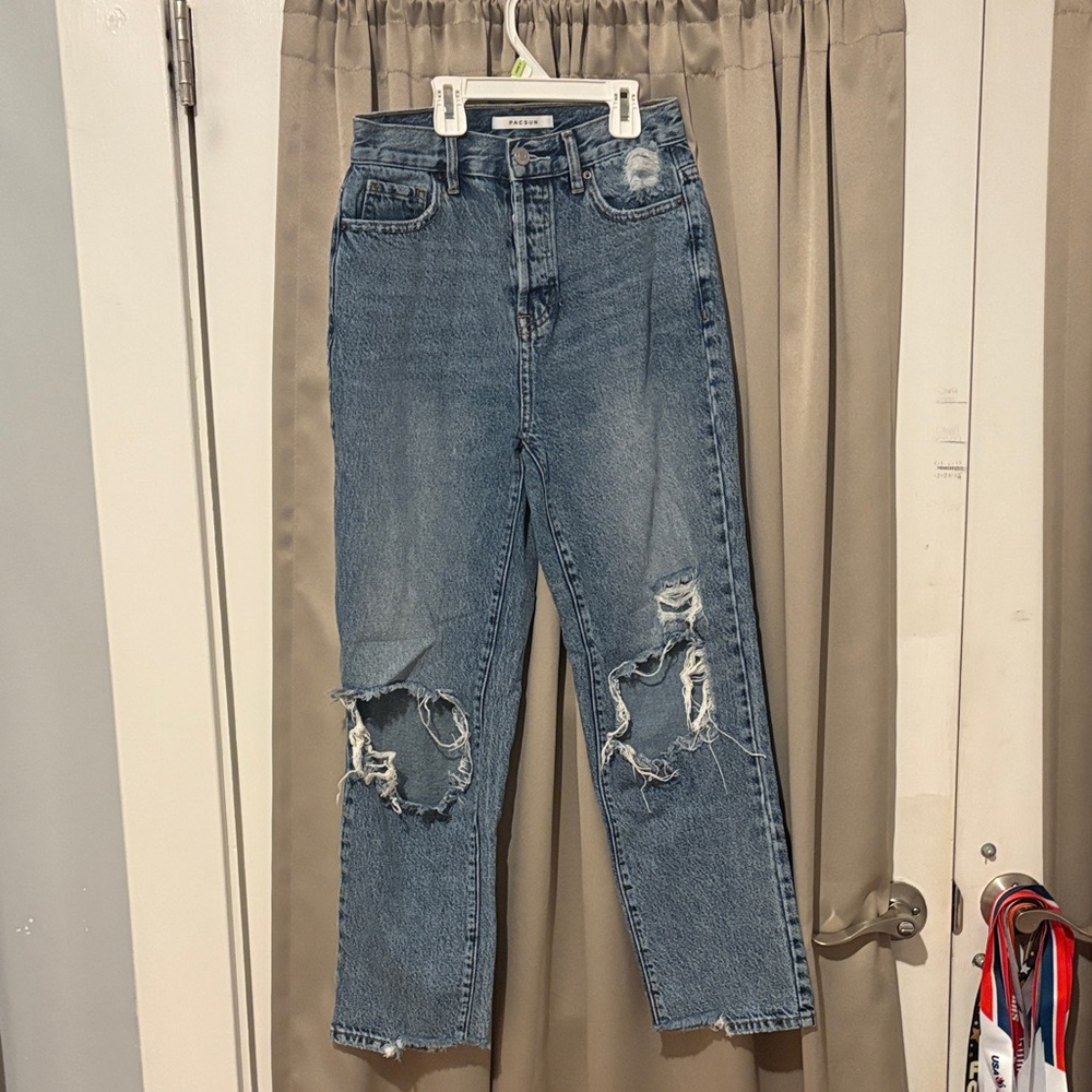 PacSun Distressed Straight Leg Denim Jeans